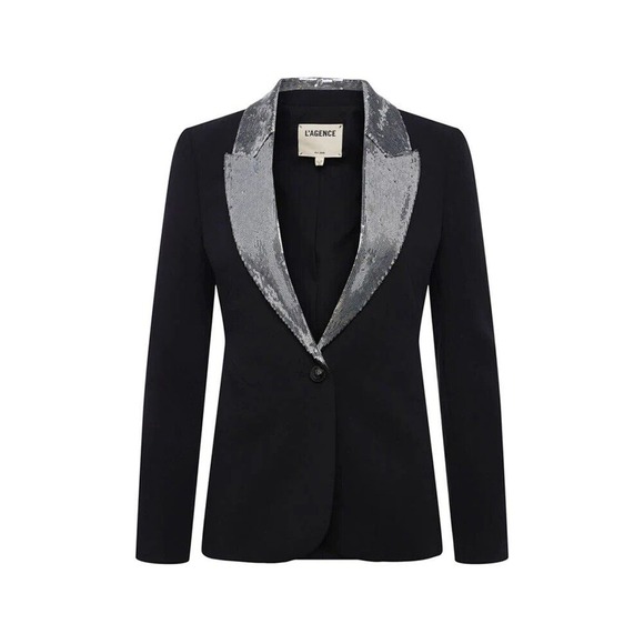 L' AGENCE Clementine Sequin Lapel Ponte Blazer - Picture 3 of 8